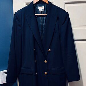 Navy Double Breasted Wool Blazer by Talbots - Size 18